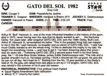 1991 Horse Star Kentucky Derby #108 Gato Del Sol Back